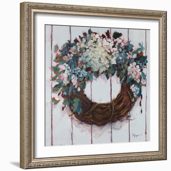 Welcoming Gate Wreath-Sue Riger-Framed Art Print