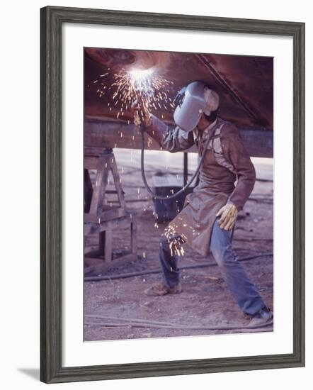 Welder at the Promecan Shipyard, Lima, Peru-Bill Ray-Framed Photographic Print