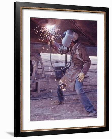 Welder at the Promecan Shipyard, Lima, Peru-Bill Ray-Framed Photographic Print
