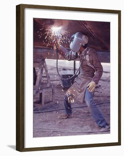 Welder at the Promecan Shipyard, Lima, Peru-Bill Ray-Framed Photographic Print