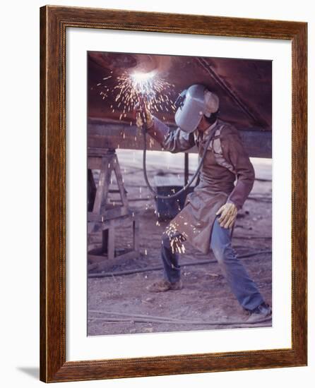 Welder at the Promecan Shipyard, Lima, Peru-Bill Ray-Framed Photographic Print