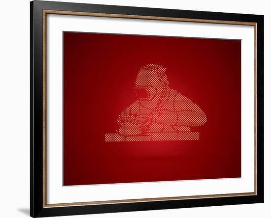 Welder Working Welding Designed Using Dots Pixels Graphic Vector-Arak Rattanawijittakorn-Framed Art Print