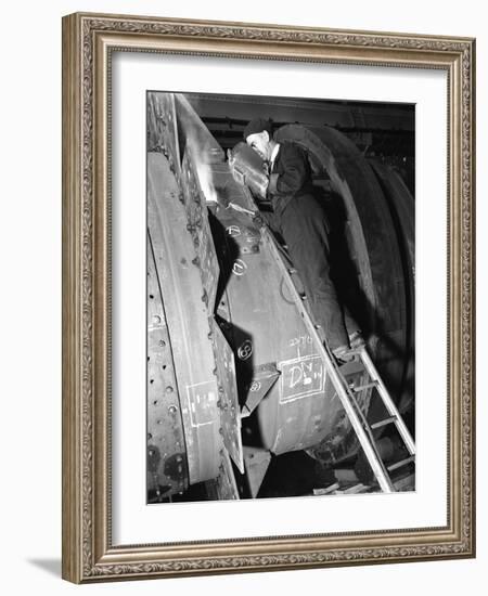 Welding an Industrial Drying Unit, Edgar Allen Steel Co, Sheffield, South Yorkshire, 1962-Michael Walters-Framed Photographic Print