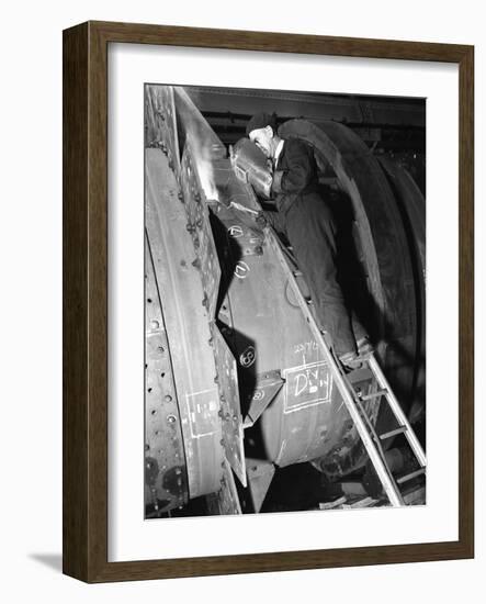 Welding an Industrial Drying Unit, Edgar Allen Steel Co, Sheffield, South Yorkshire, 1962-Michael Walters-Framed Photographic Print