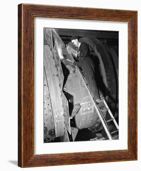 Welding an Industrial Drying Unit, Edgar Allen Steel Co, Sheffield, South Yorkshire, 1962-Michael Walters-Framed Photographic Print