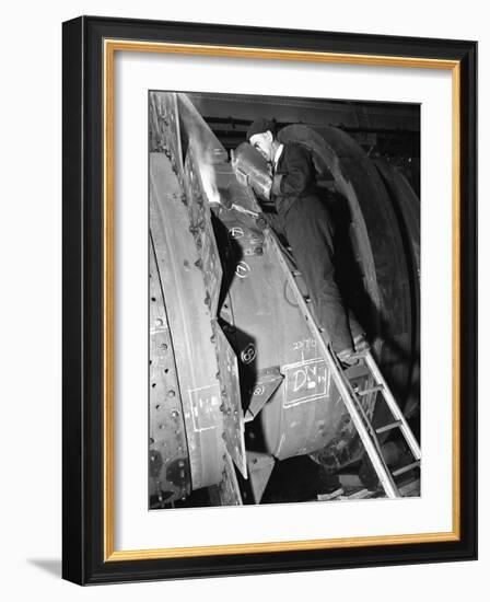 Welding an Industrial Drying Unit, Edgar Allen Steel Co, Sheffield, South Yorkshire, 1962-Michael Walters-Framed Photographic Print