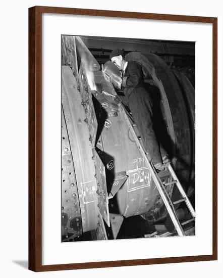 Welding an Industrial Drying Unit, Edgar Allen Steel Co, Sheffield, South Yorkshire, 1962-Michael Walters-Framed Photographic Print