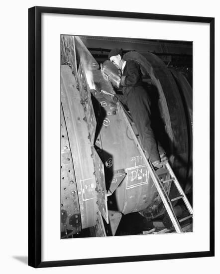 Welding an Industrial Drying Unit, Edgar Allen Steel Co, Sheffield, South Yorkshire, 1962-Michael Walters-Framed Photographic Print