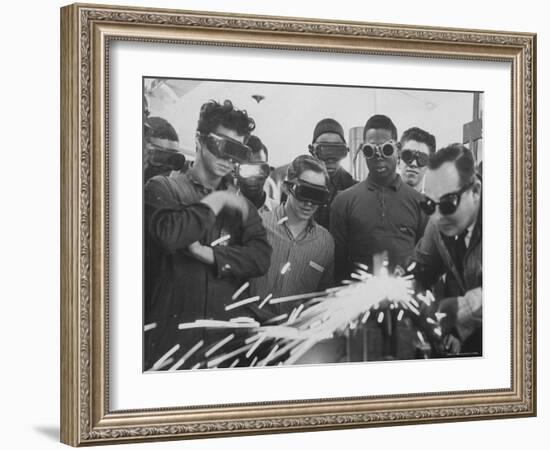 Welding Being Taught to High School Drop Outs as Part of a Job Upgrading Program-Paul Schutzer-Framed Photographic Print