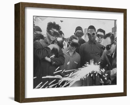 Welding Being Taught to High School Drop Outs as Part of a Job Upgrading Program-Paul Schutzer-Framed Photographic Print