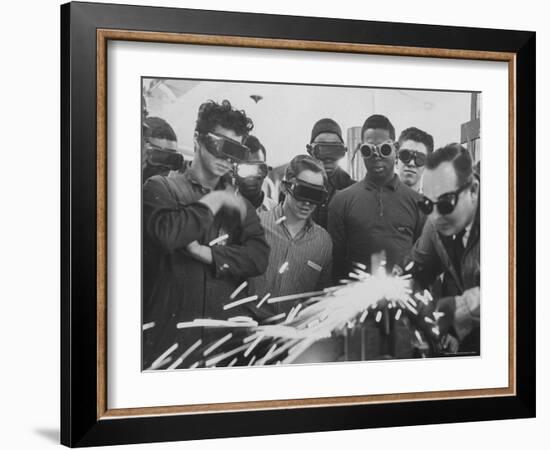 Welding Being Taught to High School Drop Outs as Part of a Job Upgrading Program-Paul Schutzer-Framed Photographic Print