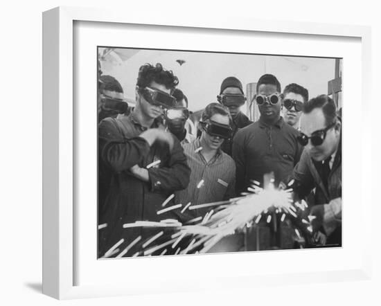 Welding Being Taught to High School Drop Outs as Part of a Job Upgrading Program-Paul Schutzer-Framed Photographic Print