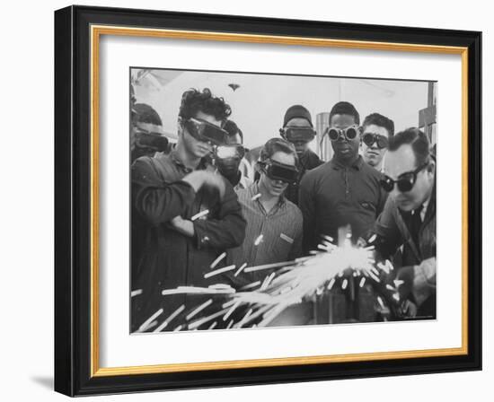 Welding Being Taught to High School Drop Outs as Part of a Job Upgrading Program-Paul Schutzer-Framed Photographic Print