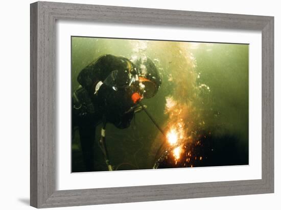 Welding Underwater-Peter Scoones-Framed Photographic Print