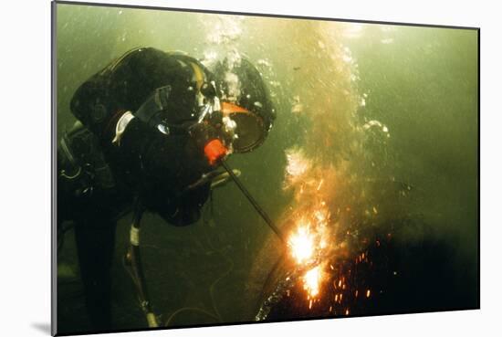 Welding Underwater-Peter Scoones-Mounted Photographic Print