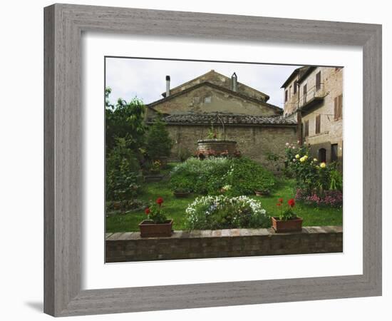 Well and Garden Courtyard, Buonconvento, Italy-Dennis Flaherty-Framed Photographic Print