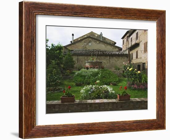 Well and Garden Courtyard, Buonconvento, Italy-Dennis Flaherty-Framed Photographic Print