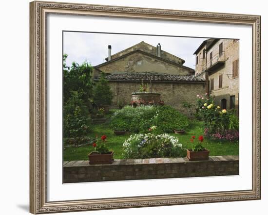 Well and Garden Courtyard, Buonconvento, Italy-Dennis Flaherty-Framed Photographic Print