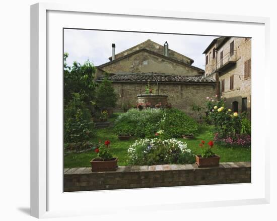 Well and Garden Courtyard, Buonconvento, Italy-Dennis Flaherty-Framed Photographic Print