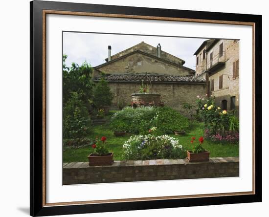 Well and Garden Courtyard, Buonconvento, Italy-Dennis Flaherty-Framed Photographic Print