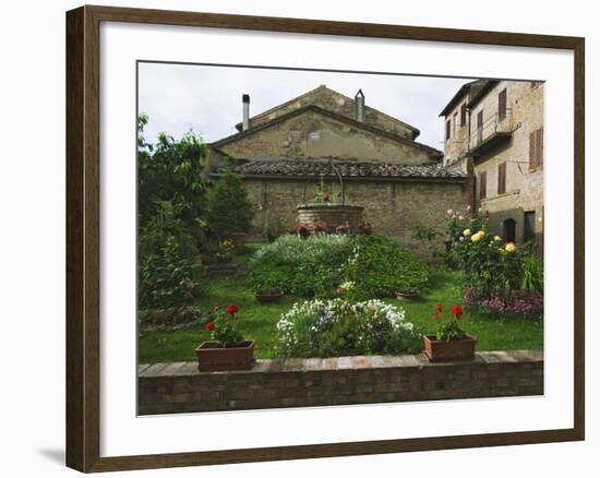 Well and Garden Courtyard, Buonconvento, Italy-Dennis Flaherty-Framed Photographic Print