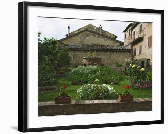 Well and Garden Courtyard, Buonconvento, Italy-Dennis Flaherty-Framed Photographic Print