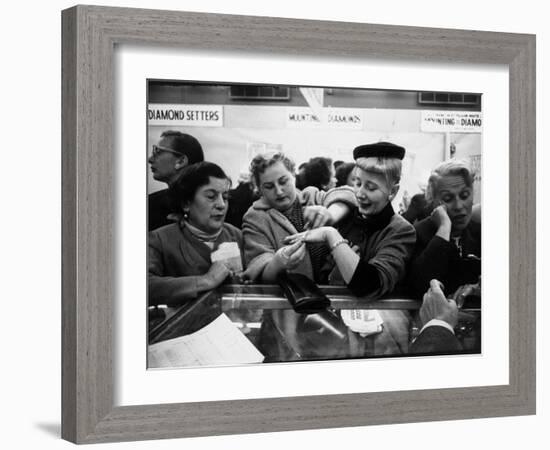 Well Dressed Women, All Mobbing Diamond Counters During Monster Diamond Sale at S. Klein's Store-Peter Stackpole-Framed Photographic Print