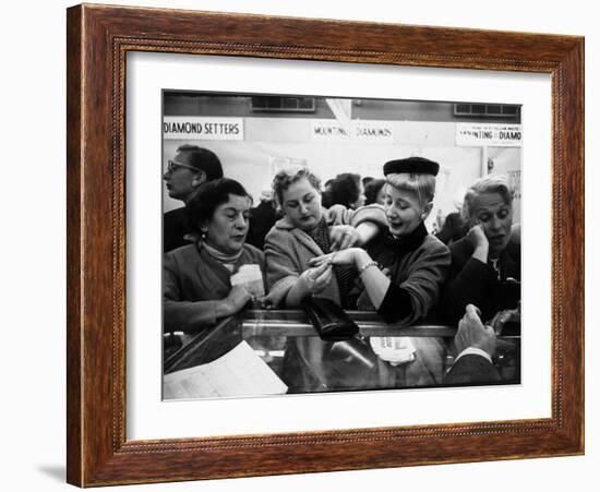 Well Dressed Women, All Mobbing Diamond Counters During Monster Diamond Sale at S. Klein's Store-Peter Stackpole-Framed Photographic Print