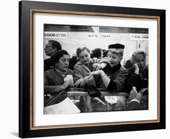 Well Dressed Women, All Mobbing Diamond Counters During Monster Diamond Sale at S. Klein's Store-Peter Stackpole-Framed Photographic Print