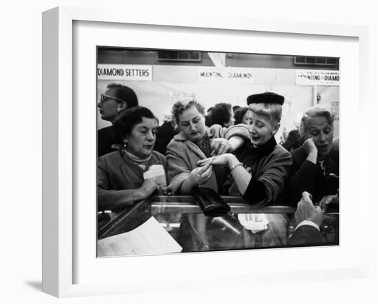 Well Dressed Women, All Mobbing Diamond Counters During Monster Diamond Sale at S. Klein's Store-Peter Stackpole-Framed Photographic Print