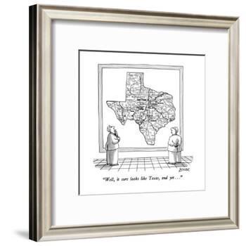 "Well, it sure looks like Texas, and yet . . ." - New Yorker Cartoon-Jack Ziegler-Framed Premium Giclee Print