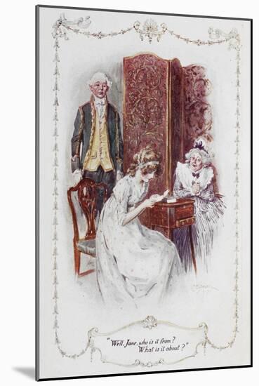 Well Jane, Who Is It From ?. What Is It About ?".Illustration To 'Pride and Prejudice'-Charles Edmund Brock-Mounted Giclee Print