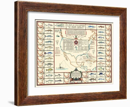 Well Known Salt Water Game Fish-Bishop & Sims-Framed Art Print