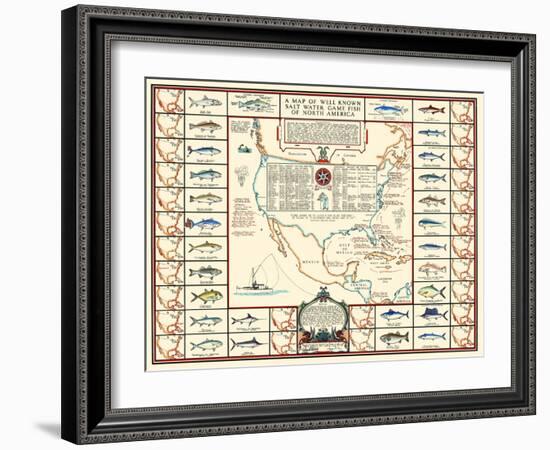 Well Known Salt Water Game Fish-Bishop & Sims-Framed Art Print