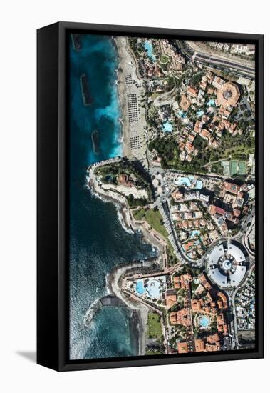 Wellness Hotel with Black Beach and View Rock, Aerial Picture, Canary Islands, Spain-Frank Fleischmann-Framed Premier Image Canvas