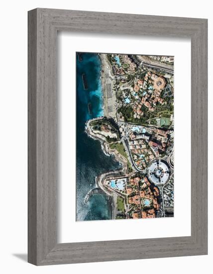 Wellness Hotel with Black Beach and View Rock, Aerial Picture, Canary Islands, Spain-Frank Fleischmann-Framed Photographic Print