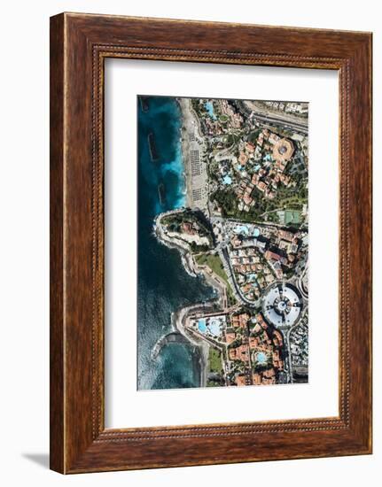 Wellness Hotel with Black Beach and View Rock, Aerial Picture, Canary Islands, Spain-Frank Fleischmann-Framed Photographic Print