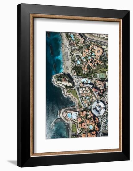 Wellness Hotel with Black Beach and View Rock, Aerial Picture, Canary Islands, Spain-Frank Fleischmann-Framed Photographic Print