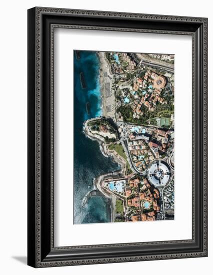 Wellness Hotel with Black Beach and View Rock, Aerial Picture, Canary Islands, Spain-Frank Fleischmann-Framed Photographic Print