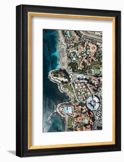 Wellness Hotel with Black Beach and View Rock, Aerial Picture, Canary Islands, Spain-Frank Fleischmann-Framed Photographic Print