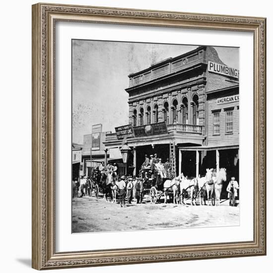 Wells, Fargo and Co.'s Express Office, C Street, Virginia City, Nevada, from 'Gems of California…-null-Framed Photographic Print