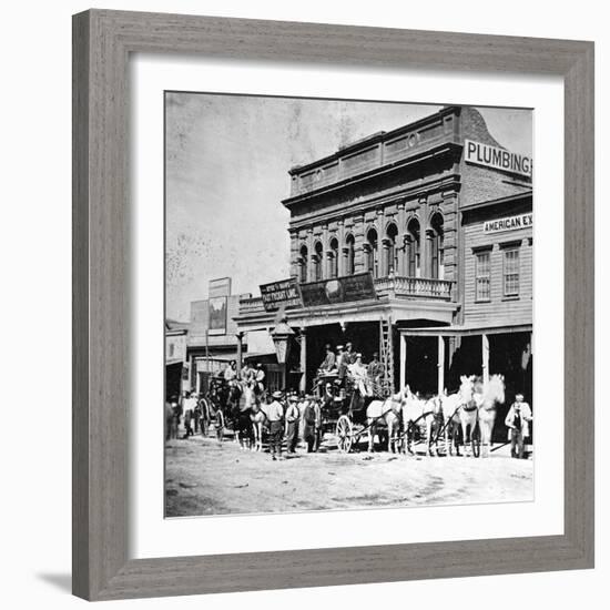 Wells, Fargo and Co.'s Express Office, C Street, Virginia City, Nevada, from 'Gems of California…-null-Framed Photographic Print