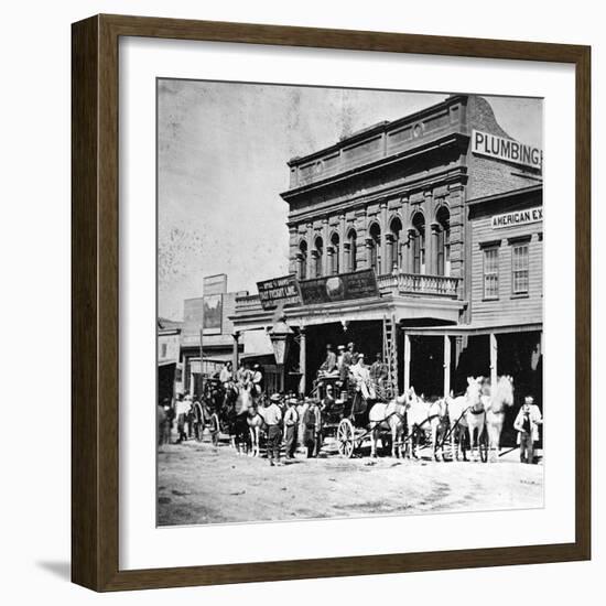 Wells, Fargo and Co.'s Express Office, C Street, Virginia City, Nevada, from 'Gems of California…-null-Framed Photographic Print