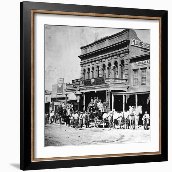 Wells, Fargo and Co.'s Express Office, C Street, Virginia City, Nevada, from 'Gems of California…-null-Framed Photographic Print