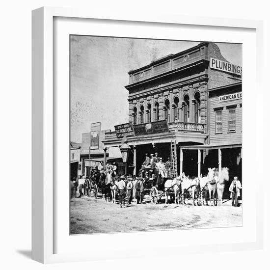 Wells, Fargo and Co.'s Express Office, C Street, Virginia City, Nevada, from 'Gems of California…-null-Framed Photographic Print