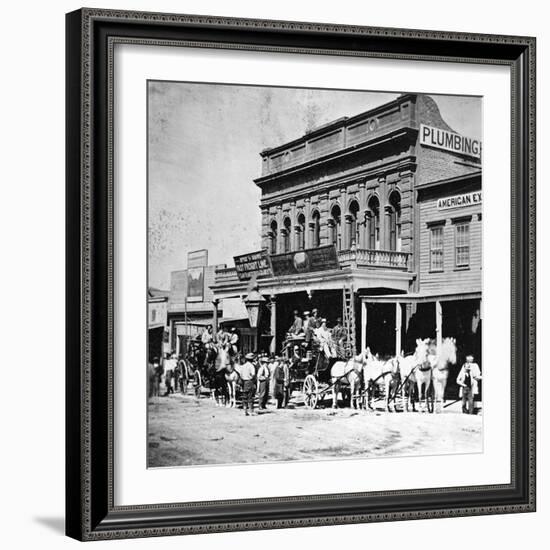 Wells, Fargo and Co.'s Express Office, C Street, Virginia City, Nevada, from 'Gems of California…-null-Framed Photographic Print