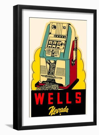 Wells, Nevada Decal, Slot Machine-null-Framed Art Print