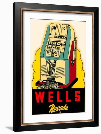 Wells, Nevada Decal, Slot Machine-null-Framed Art Print