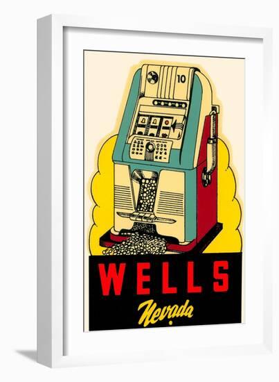 Wells, Nevada Decal, Slot Machine-null-Framed Art Print