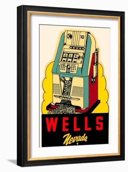 Wells, Nevada Decal, Slot Machine-null-Framed Art Print